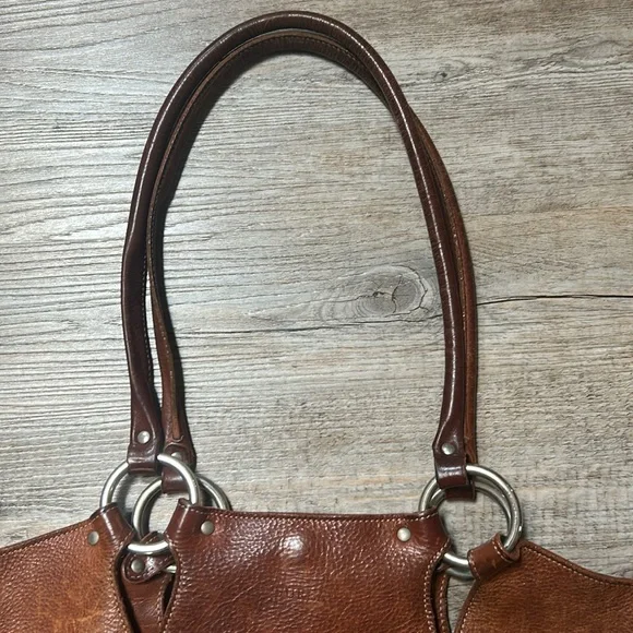 Furla vintage leather large bucket bag, brown soft distressed leather! Bohemian - Picture 4 of 11